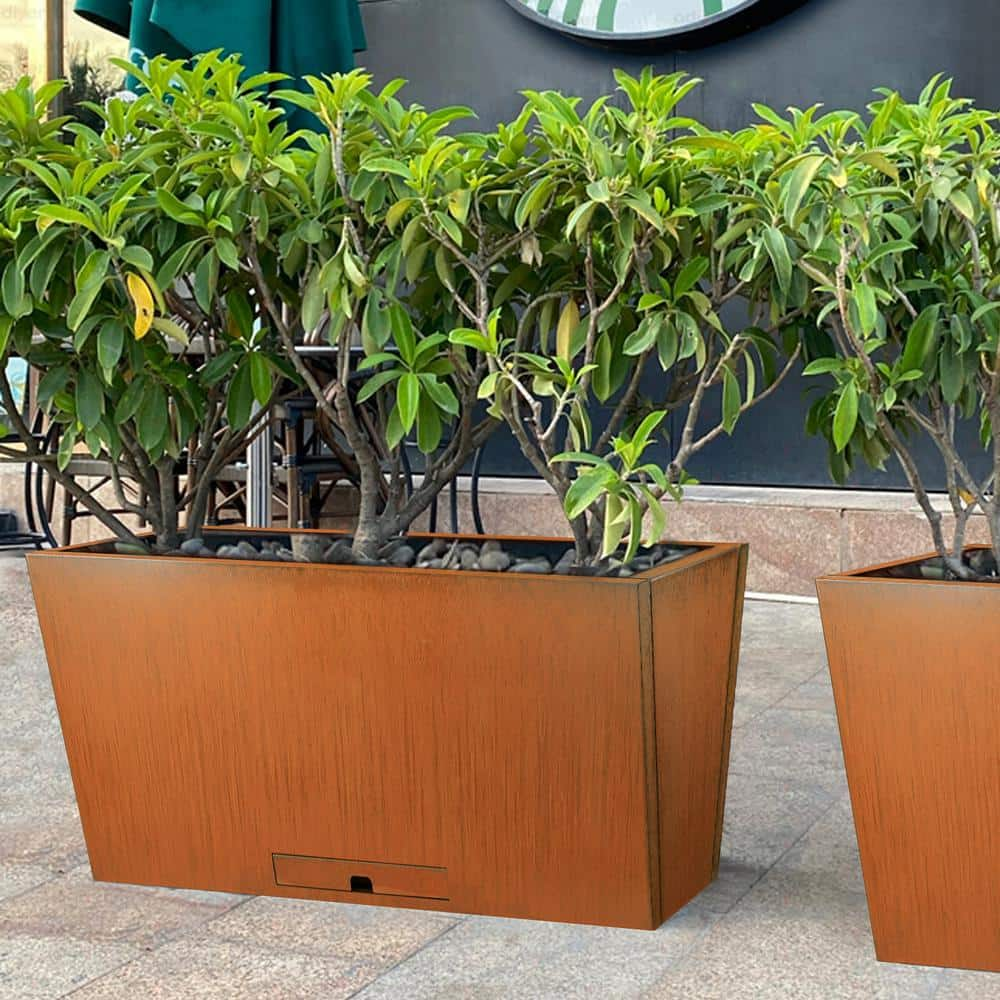 Worth Garden 32 in. L x 12 in. W x 16 in. H Rusted Steel Trapezoid Planter Box G885A03