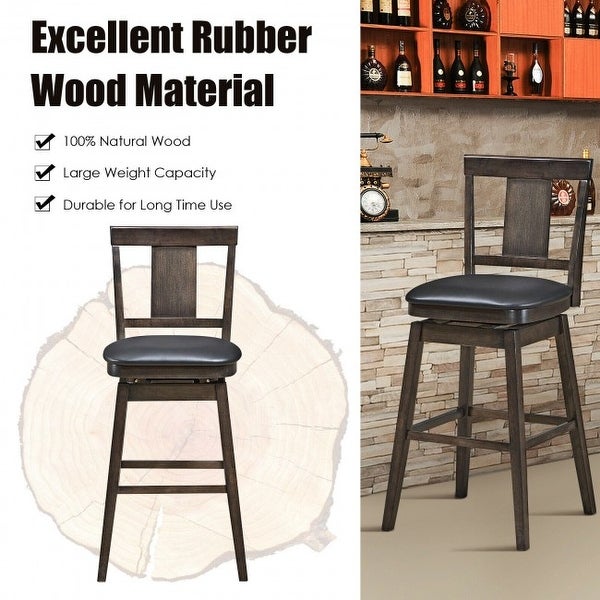 29 inch Swivel Upholstered Counter Height Bar Stool with Rubber Wood Legs - 18.5'' x 18'' x 44.5'' (L x W x H)