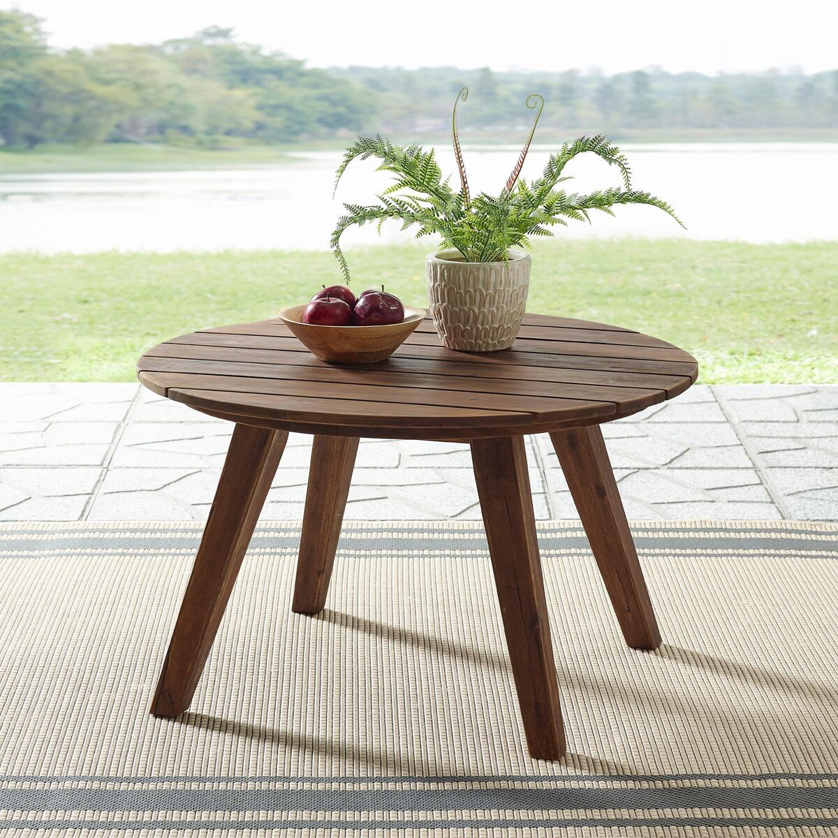 Ultimate Patio 30 Inch Round Acacia Patio Coffee Table