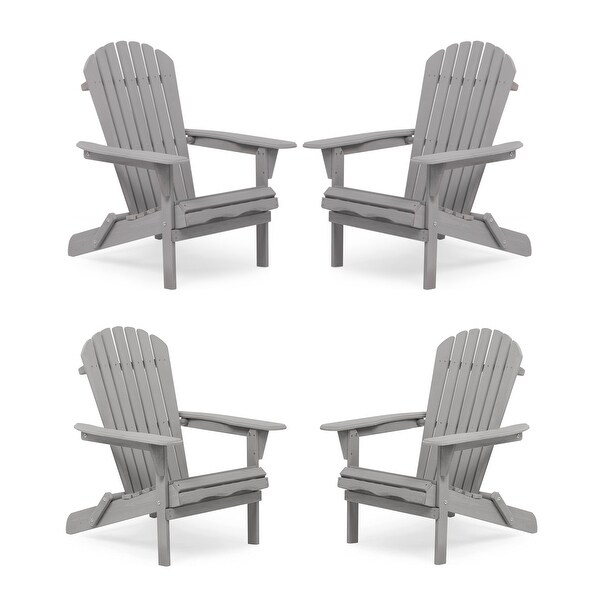 Set of 4 Outdoor Garden Solid Wood Folding Lounge Adirondack Chairs