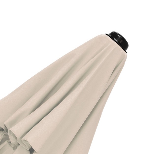 9 x27 X 9 x27 Steel Market Polyester Patio Umbrella With Crank Lift And Push button Tilt Antique Beige Astella