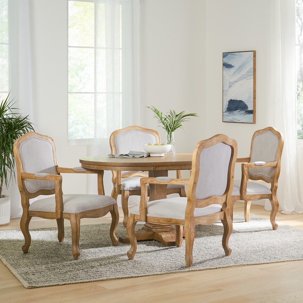 Andrea Fabric and Rubberwood Dining Set by Christopher Knight Home