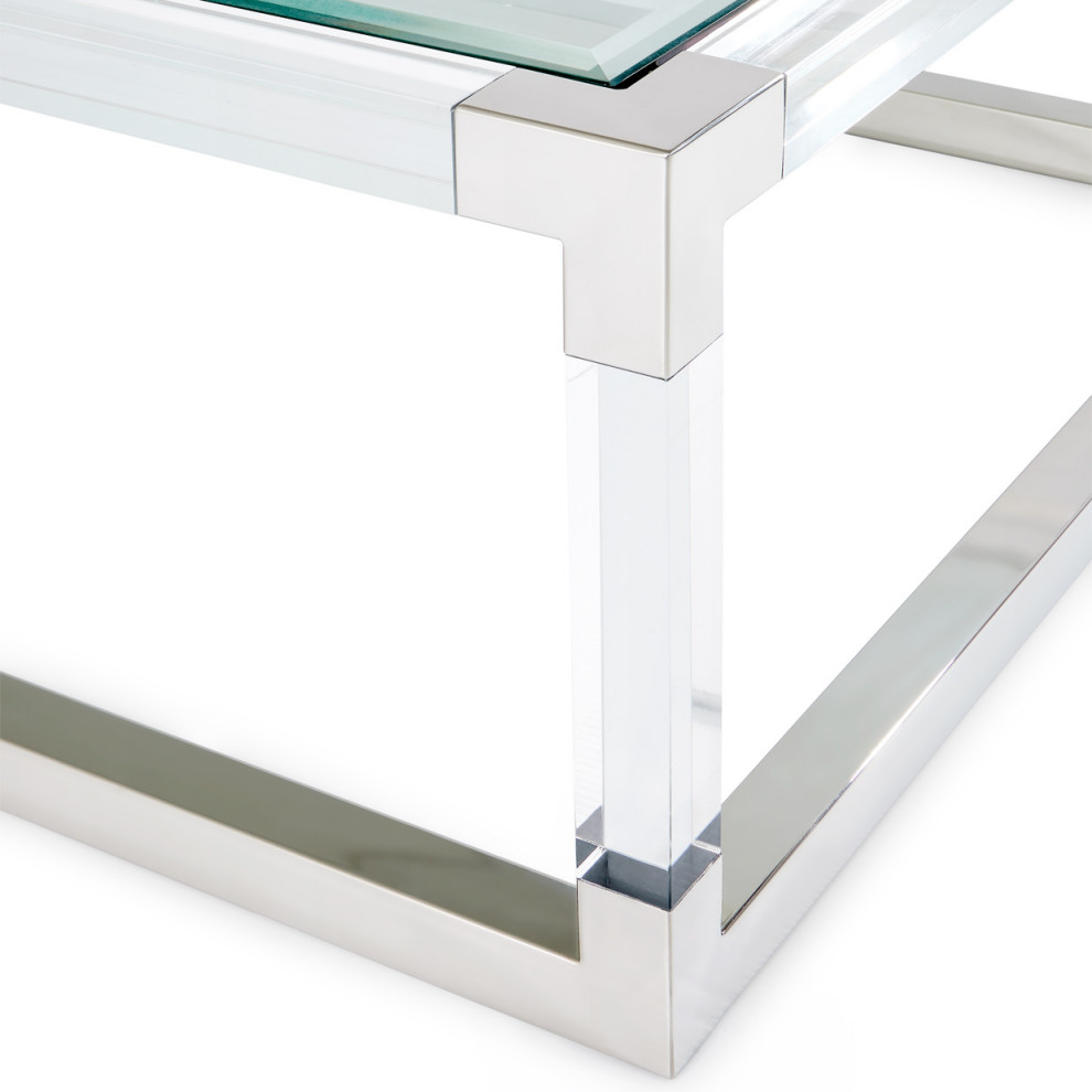 State St. Rectangular Cocktail Table   Glass/Stainless Steel   Contemporary   Coffee Tables   by HedgeApple  Houzz