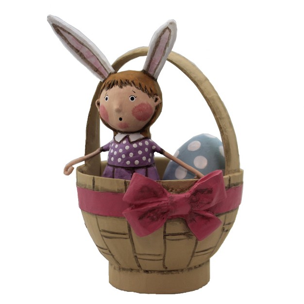 Lori Mitchell Easter Greetings One Figurine 6 5 Inches Bunny Ears Basket Egg 13312 Polyresin Multicolored