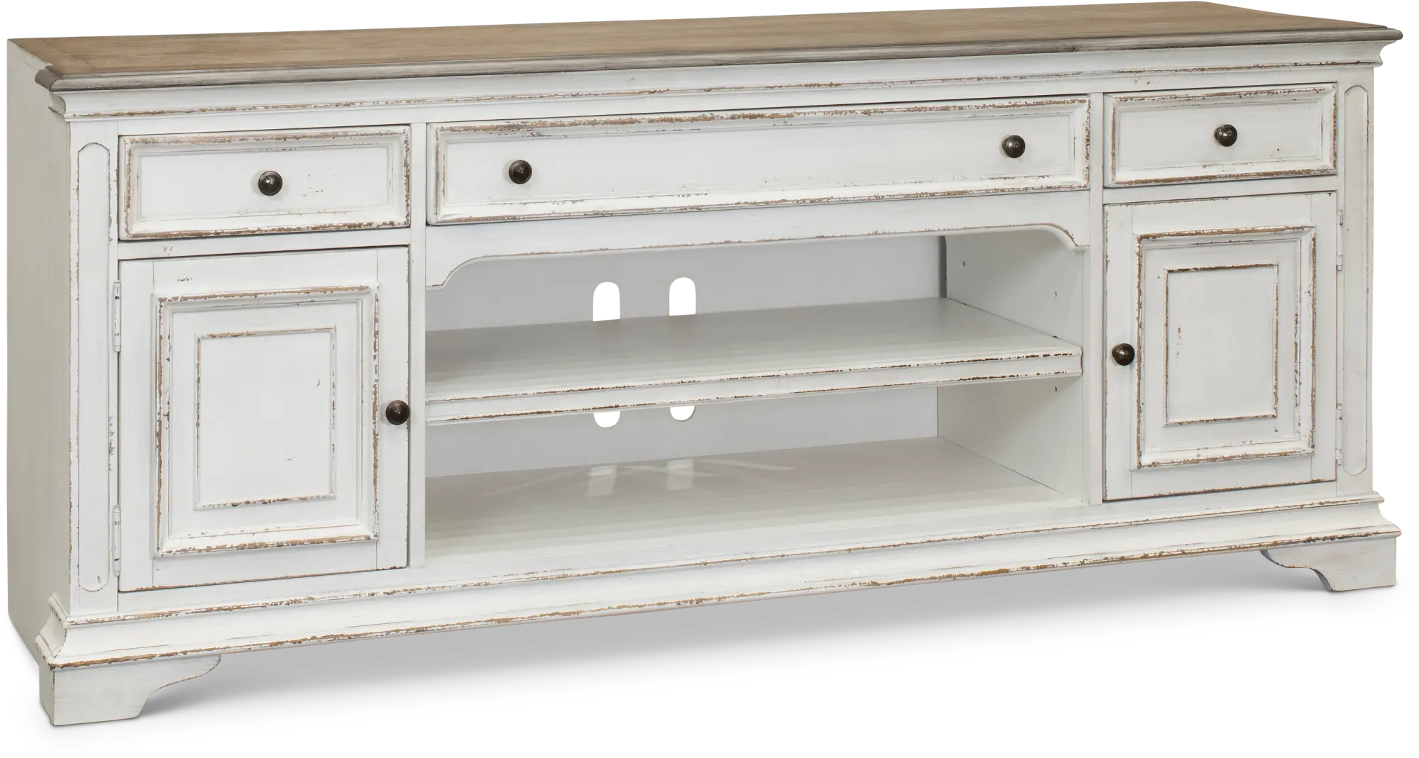 Magnolia Manor Antique White 70 TV Stand