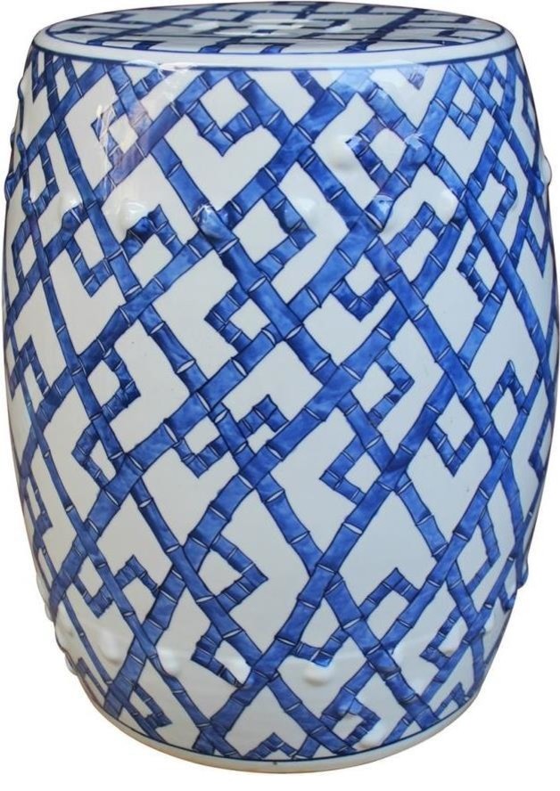 Garden Stool Bamboo Joints Backless Blue Colors May Vary White   Asian   Accent And Garden Stools   by EuroLuxHome  Houzz