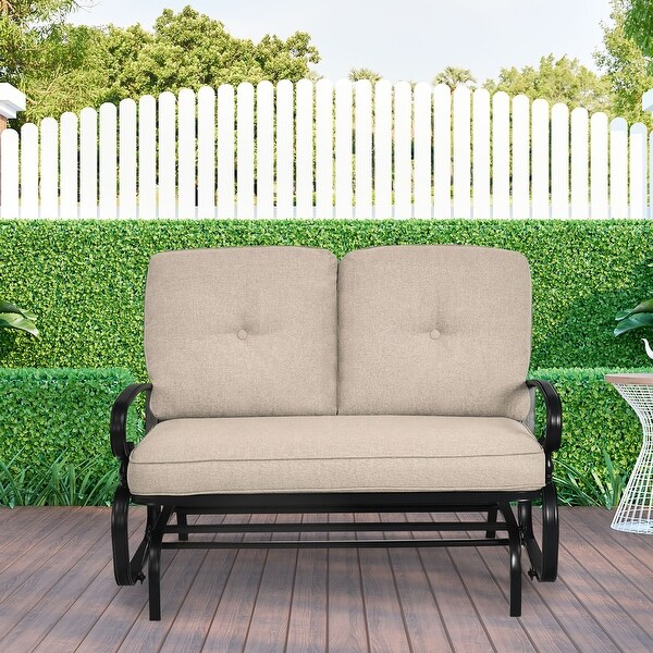 Costway 2Person Outdoor Swing Glider Chair Bench Loveseat Cushioned