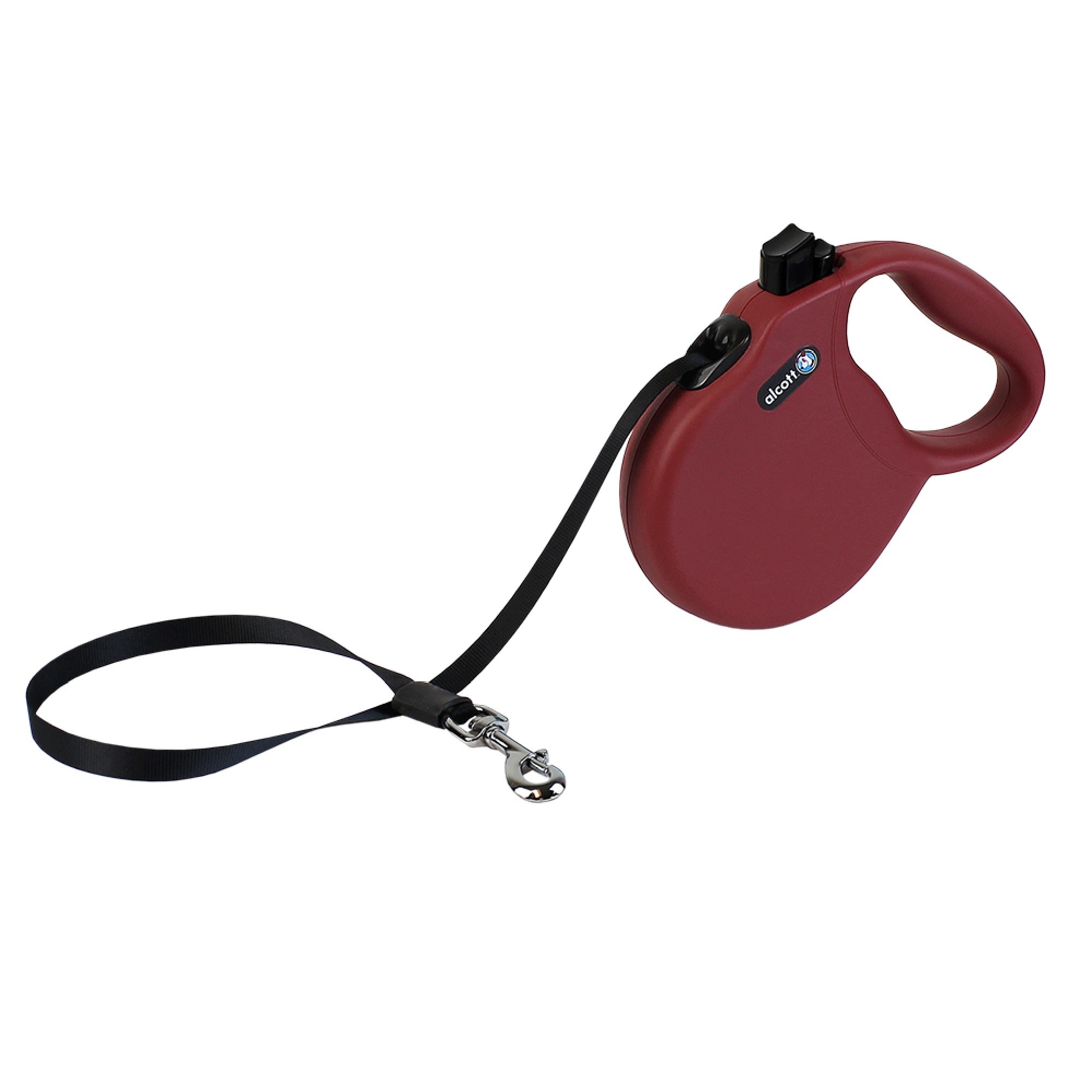 alcott Red Wanderer Retractable Dog Leash for Dogs Up To 65 lbs.， 16 ft.