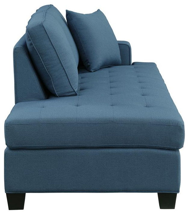 Lexicon Elmont 75.5 quotTransitional Textured Fabric Chaise with 1 Pillow in Blue   Transitional   Indoor Chaise Lounge Chairs   by Homesquare  Houzz