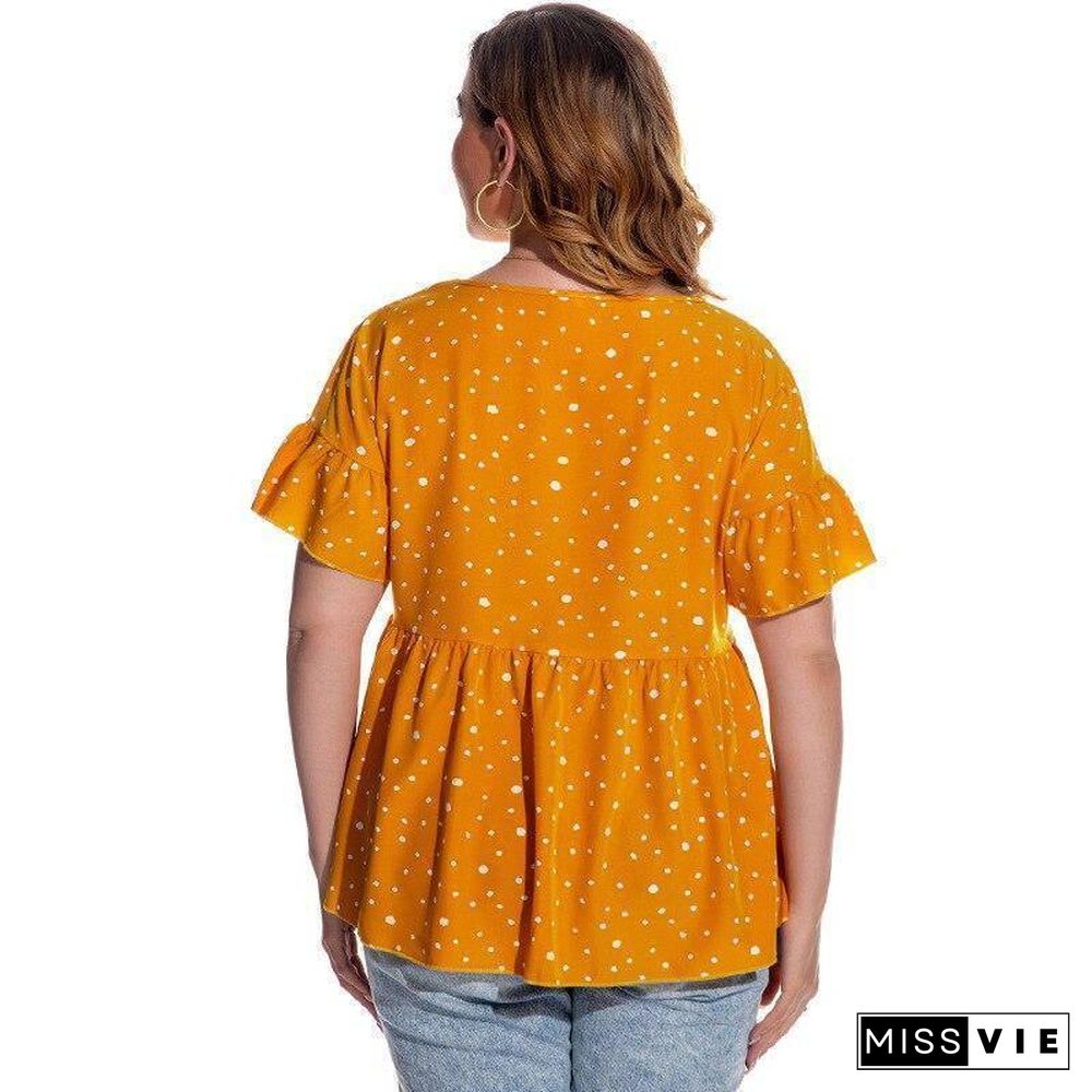 Summer Oversized T-shirt Women Plus Size Tops Print Dot Tshirts Oversize Loose T Shirt Tee Shirt Female 4XL