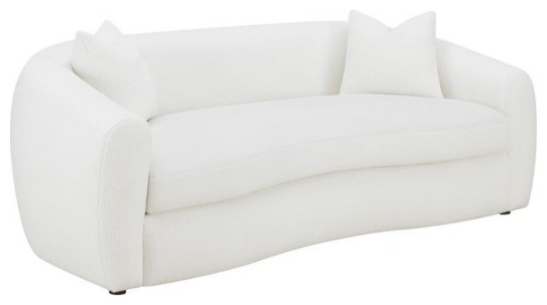 Contemporary Sofa  Comfortable Boucle Upholstery  ampContoured Backrest  White   Transitional   Sofas   by Decorn  Houzz