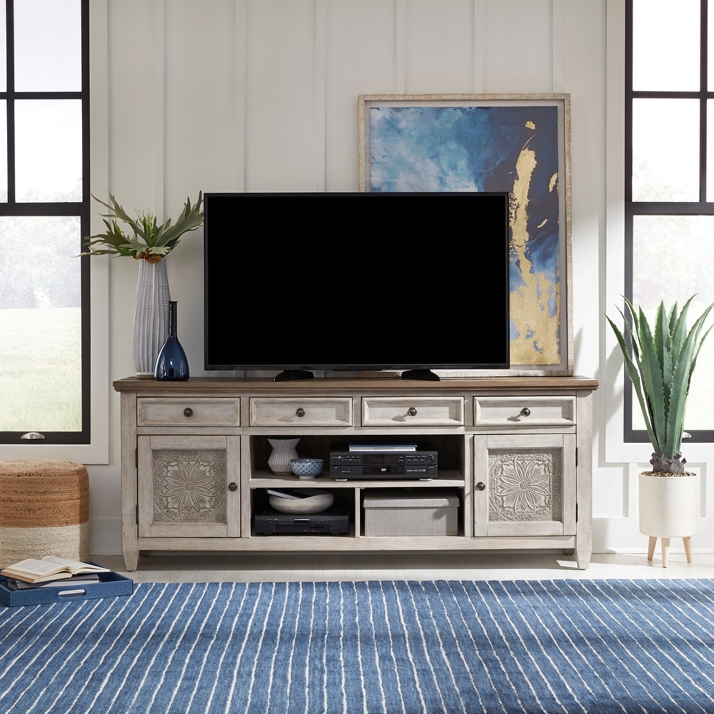 Heartland Antique White Tobacco 76 Inch Tile TV Console