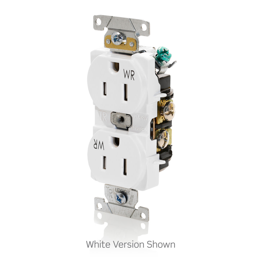 Leviton Grounded Duplex Outlet Receptacle 15A 125V Nylon White