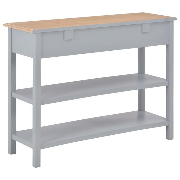 Wooden Storage Cabinet with 2 Drawers and 2 Shelves - Grey