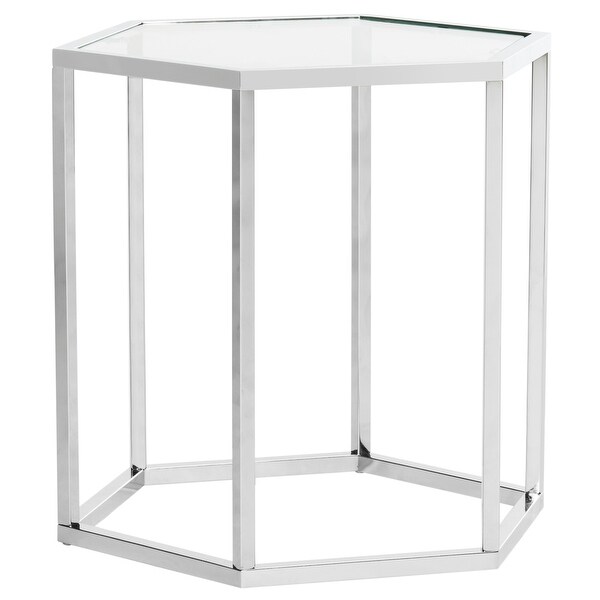 SAFAVIEH Teagan Glass Chrome End Table - 19.7