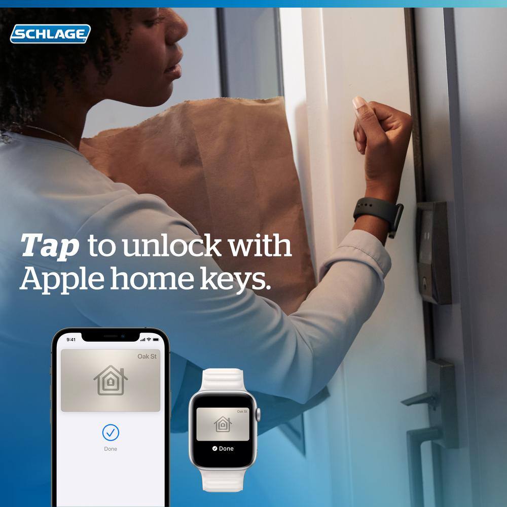 Schlage Century Satin Nickel Electronic Encode Plus Smart WiFi Deadbolt with Alarm BE499WB V CEN 619