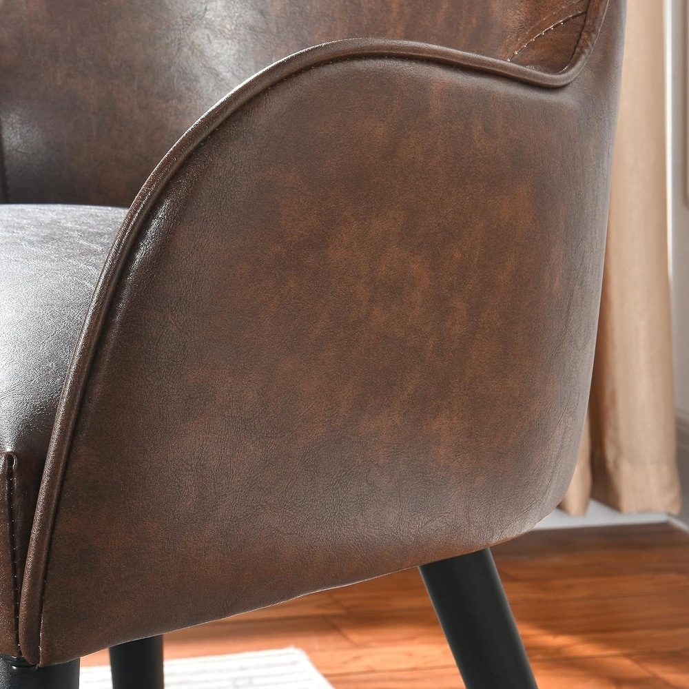 Leather Dining Chair with Arms