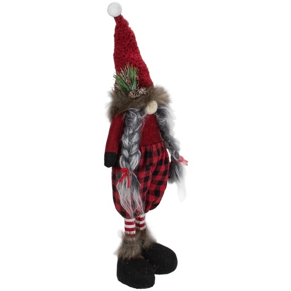 17 Red and Black Buffalo Plaid Girl Gnome Christmas Figure