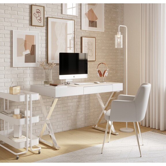 Luster Contemporary Desk in White by LumiSource B1...