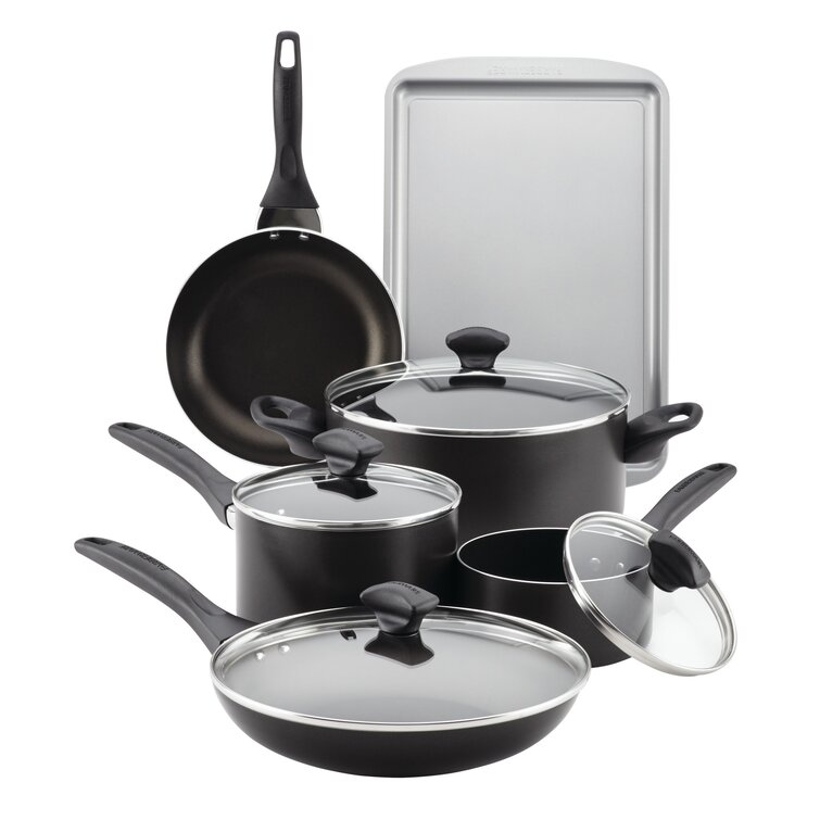 Farberware Dishwasher Safe Aluminum Nonstick Cookware Set, 15-Piece