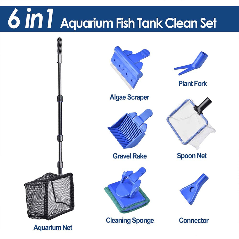 AquaBasik Aquarium Cleaning Tools Fish Tank Clean Kit 6 in 1