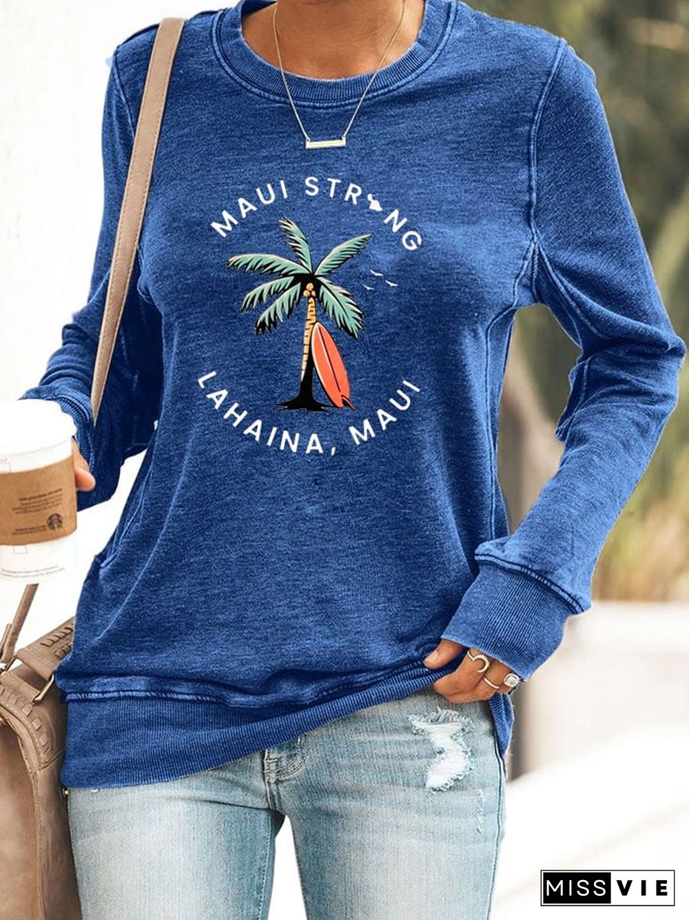 Women's Maui Strong Hawail Print Casual Sweatshirt