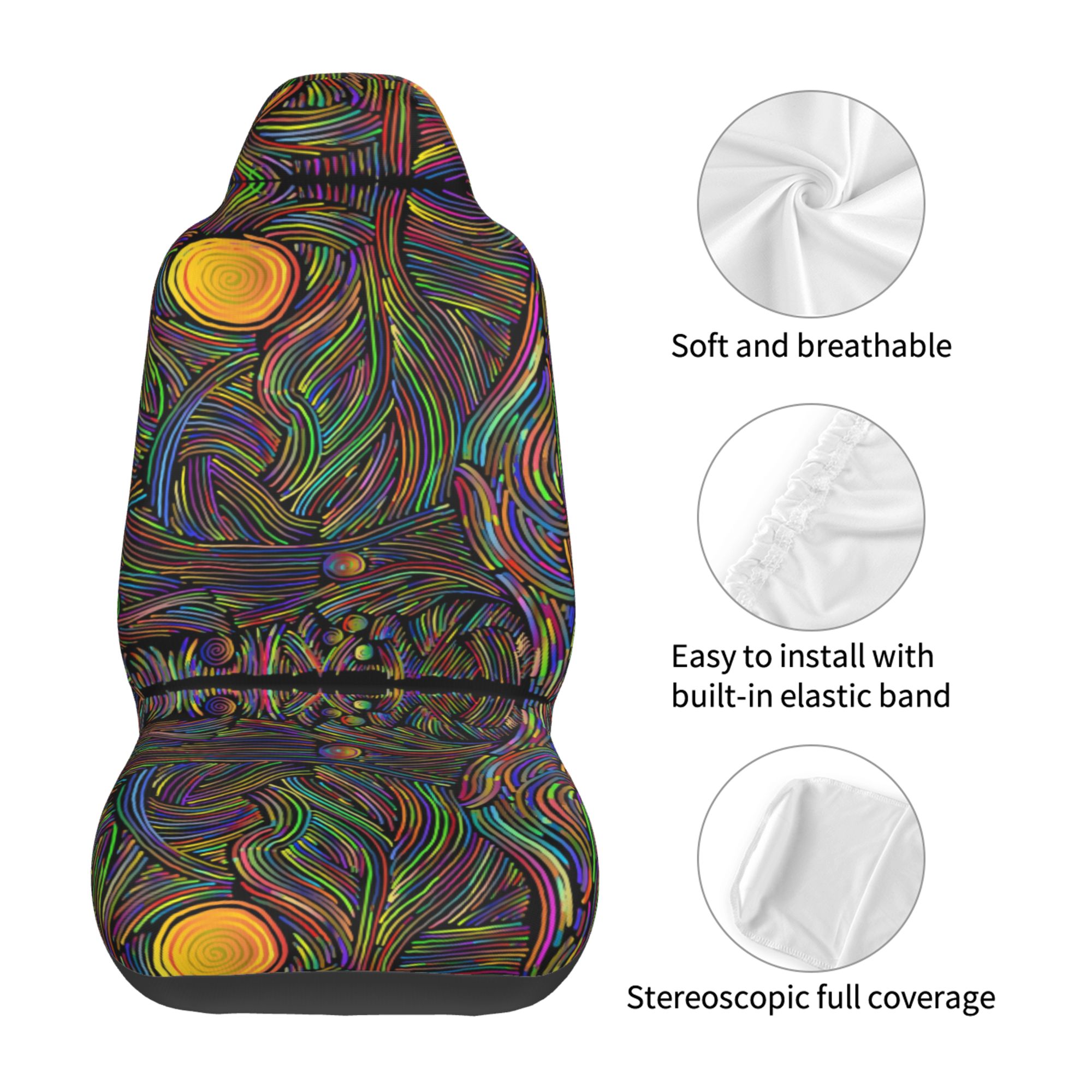 ZICANCN Car Seat Cover Abstract Psychedelic Car Front Seat Covers Protectors ， Automotive Seat Covers for Cars Trucks Suv