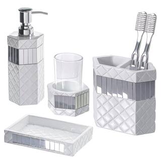 Dracelo 4-Piece Bathroom Accessory Set with Soap Dispenser Toothbrush Holder Tumbler and Soap Dish in. White B01MDRWKJR