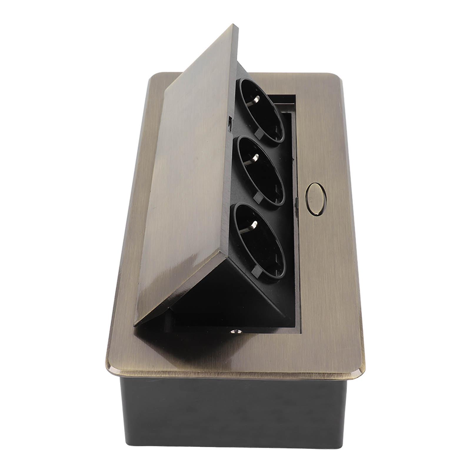 Power Strip Bronze Concealed Good Sealing Outlet Table Connection Box for Meeting Room EU Plug 250V