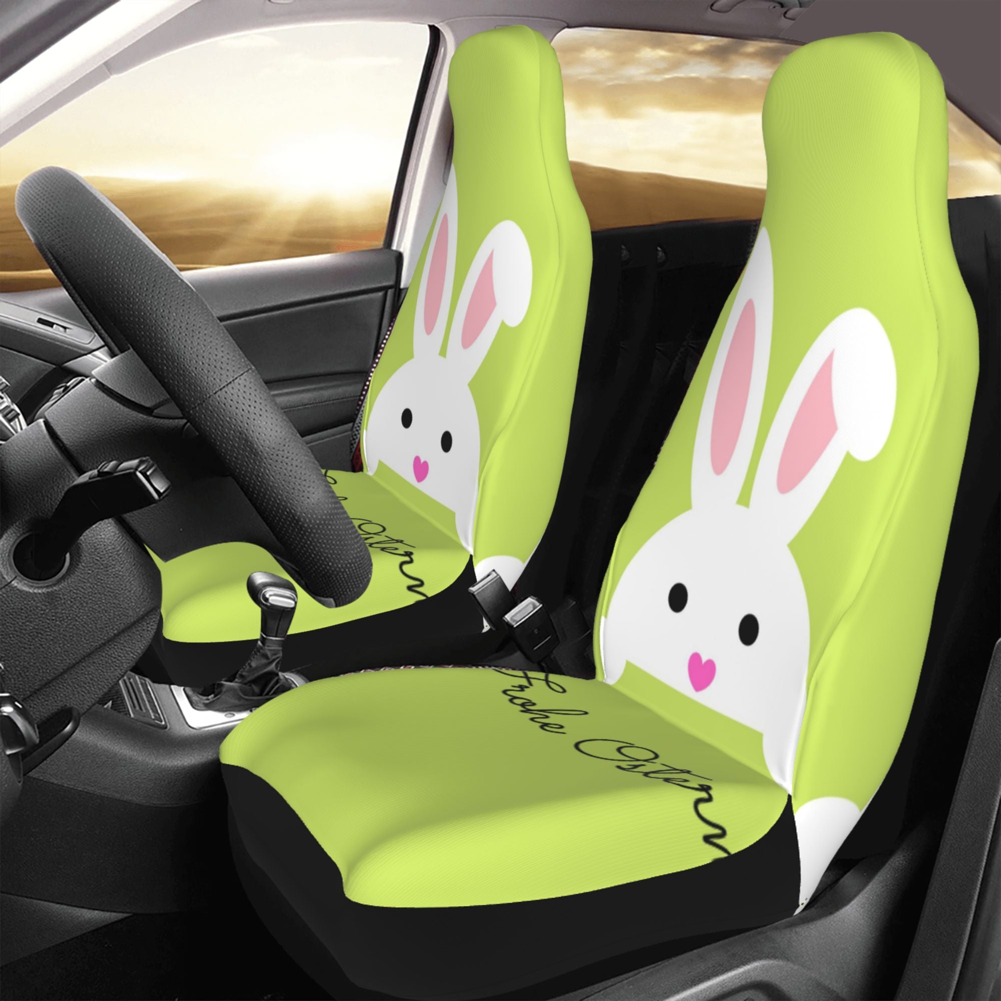 ZICANCN Car Seat Covers Front Seats Only，Easter Bunny Automotive Seat Covers Protectors for Cars Trucks Suv 2 Pack