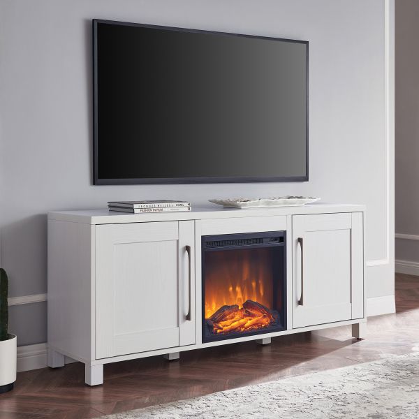 Chabot Rectangular TV Stand with Log Fireplace for TV's up to 65