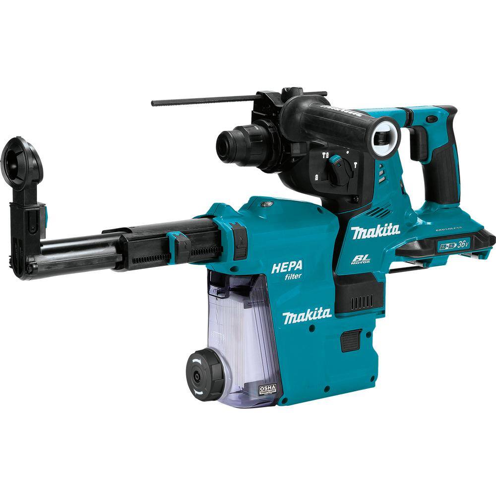 Makita 18V X2 LXT 36V 1-18 in. Brushless Cordless Rotary Hammer with HEPA Dust Extractor AFT AWS Capable (Tool-Only) XRH10ZW