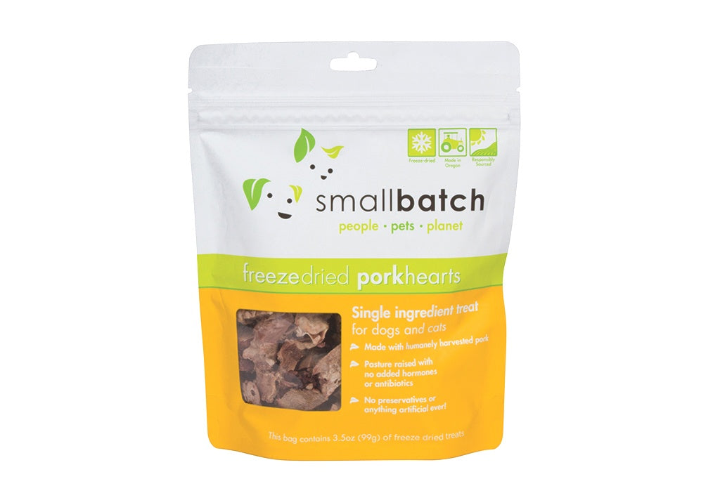 Smallbatch Pork Hearts Grain Free Freeze Dried Dog and Cat Treats