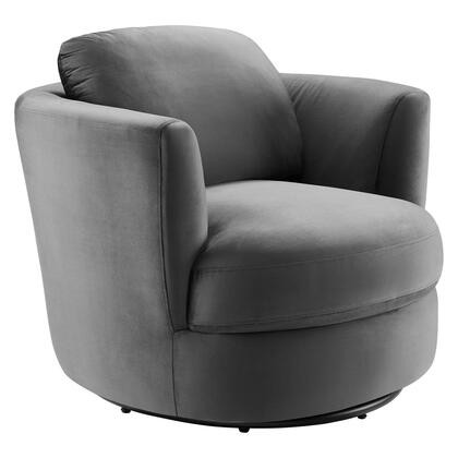 Modway Pirouette Collection EEI-4345-GRY Performance Velvet Swivel Armchair in Gray Color