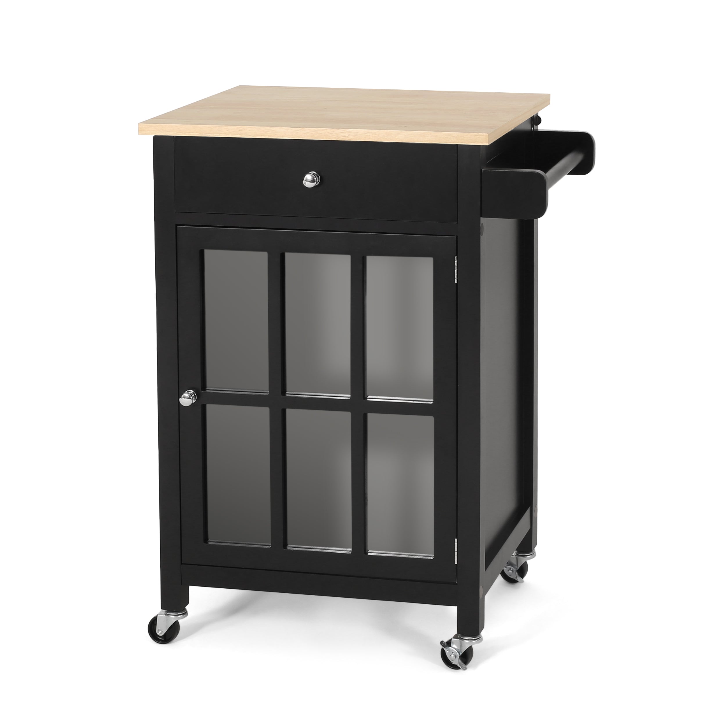 Medway Contemporary Glass Paneled Kitchen Cart