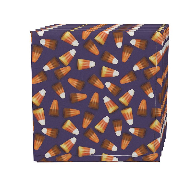 Napkin Set， 100% Polyester， Set of 4， 18x18， 3D Candy Corn