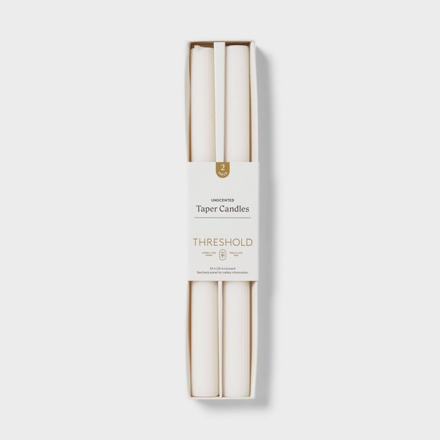 Gardenia Unscented Ribbed Taper Flame Candles