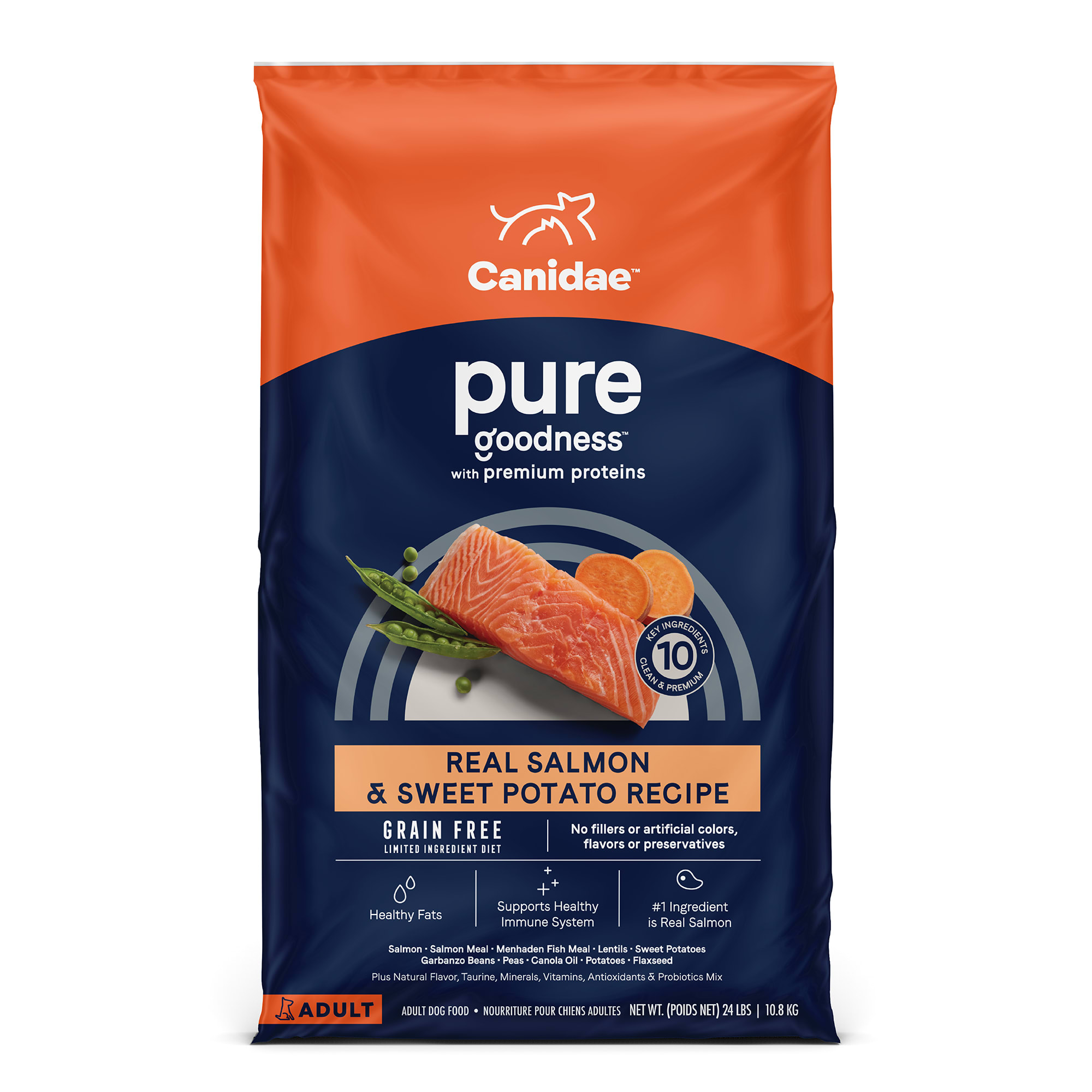 Canidae Pure Real Salmon  Sweet Potato Recipe Adult Dry Dog Food， 24 lbs.