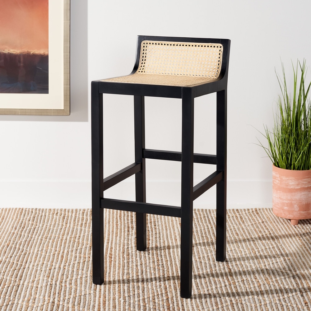 SAFAVIEH Saito Low Back Cane Bar Stool   16\