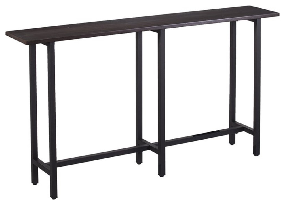 Southern Enterprises Hendry Long Narrow Wooden Console Table in Matte Black   Industrial   Console Tables   by Homesquare  Houzz