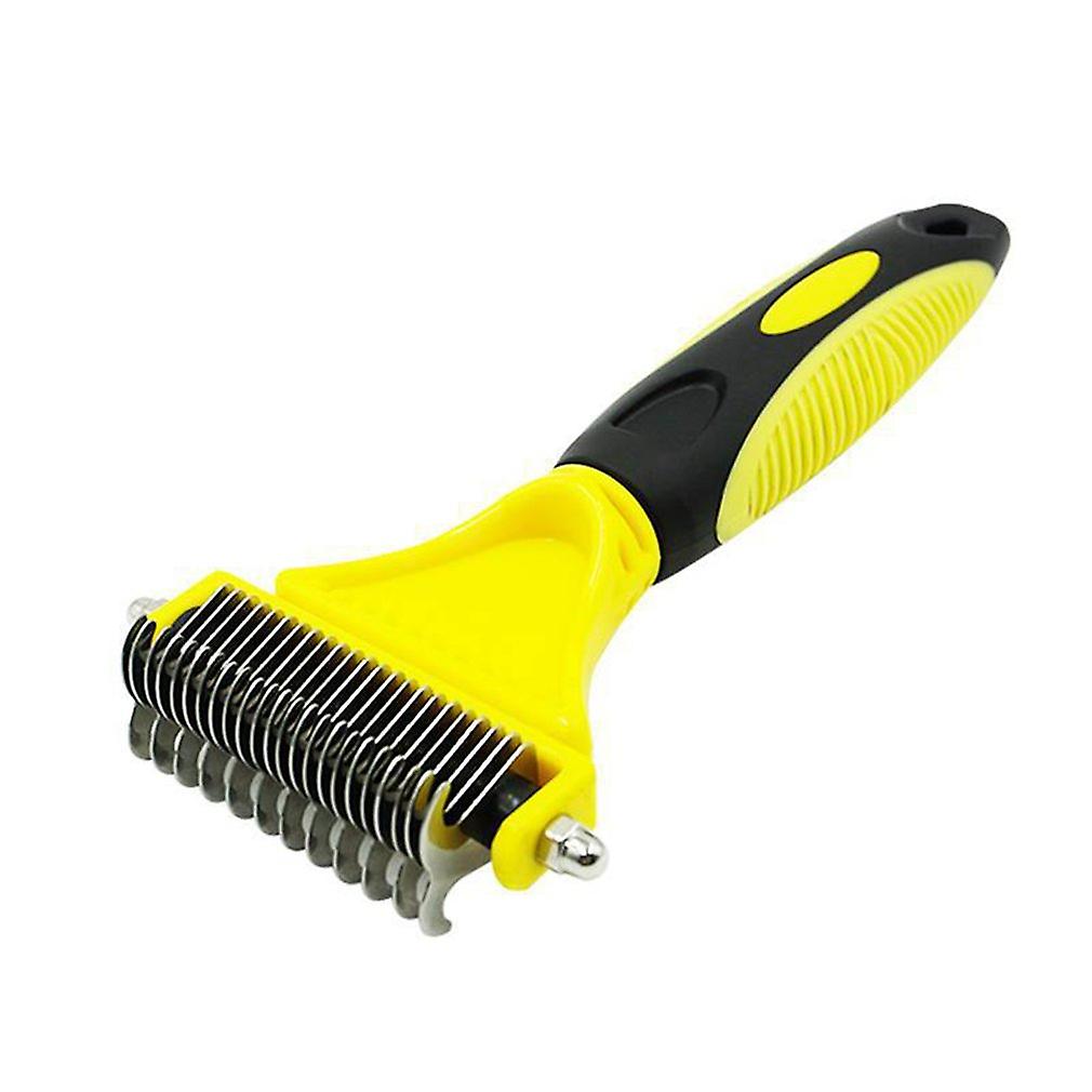 Professional Dog Brush Dematting Gently Efficient Safe Pet Comb Rake Removes Undercoat Knots Wooden Handle Grooming Tool