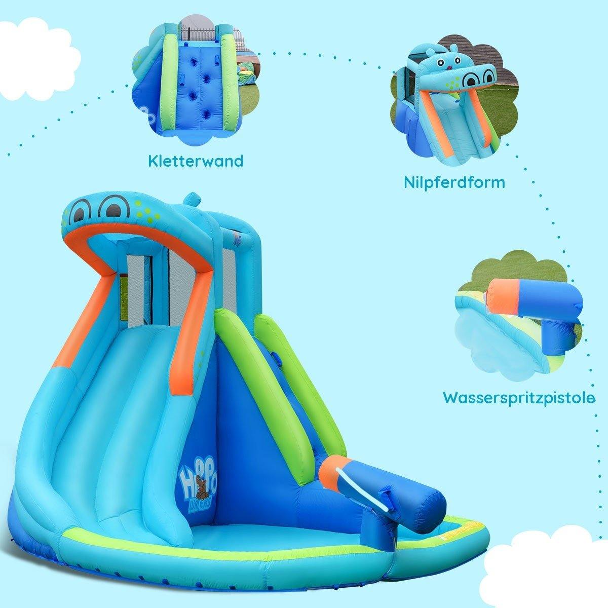 Inflatable Water Slide, Hippo Themed Bounce Hous