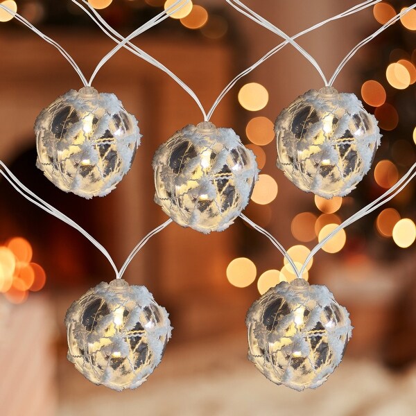 10 B/O LED white Clear Round Ball Christmas Lights 4.75' Clear Wire