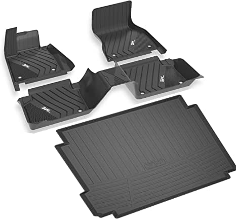 3W Floor Mats w/ Trunk Liner for BMW X5 2014-2018 Black TPE All Weather Car floor mats 1st and 2nd rows and Cargo mat