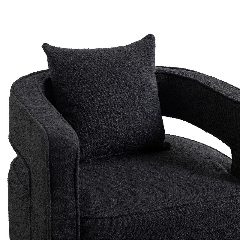 Leisure Swivel Accent Chair With Open Back and Pillow