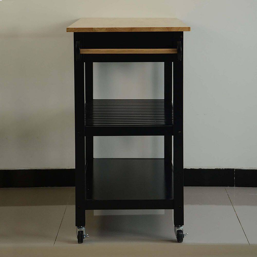 Whatseaso Natural and Black MDF Kitchen Island SEP-110513248