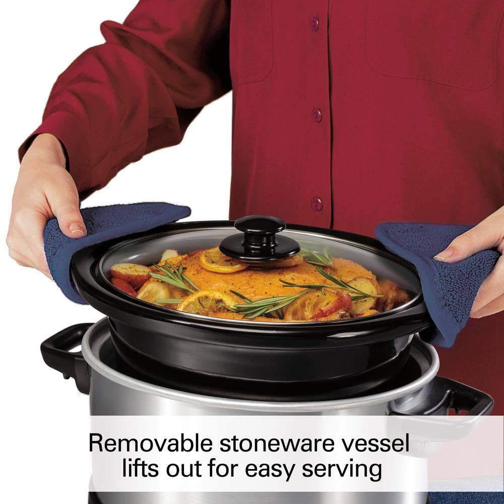 Hamilton Beach 4 Qt. Stainless Steel Slow Cooker with Built in Timer 33443