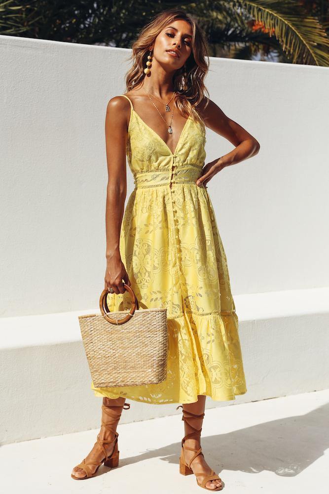 Love Is Alive Midi Dress Yellow