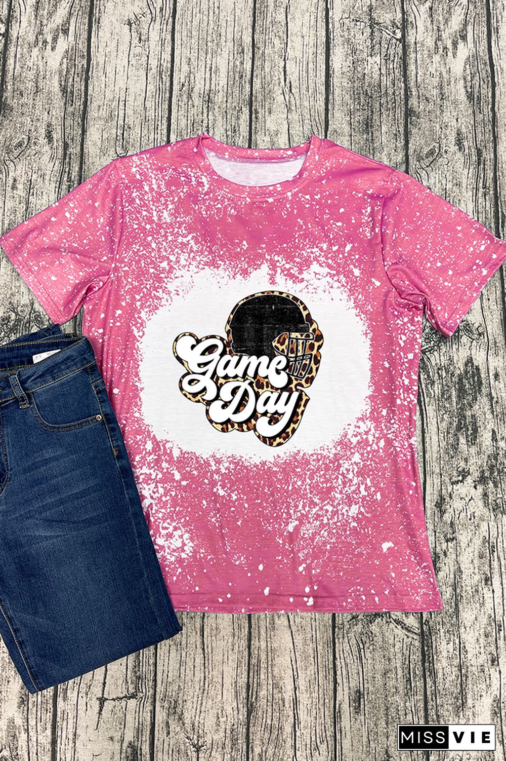 Game Day Helmet Leopard Graphic Tee Wholesale