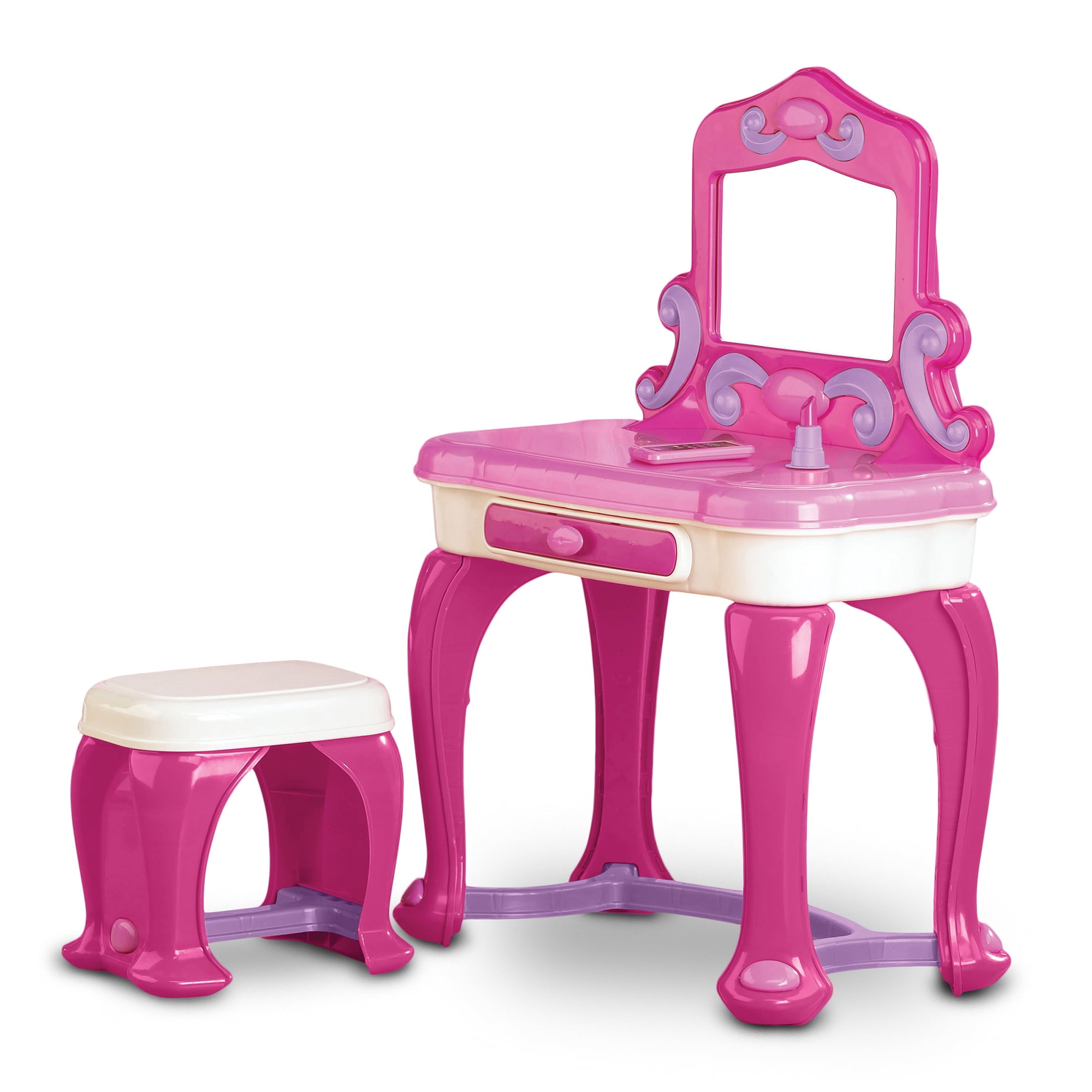 American Plastic Toys Kids My Very Own Pink Deluxe Vanity Play Set with Mirror Unisex Indoor and Outdoor Toy for Kids